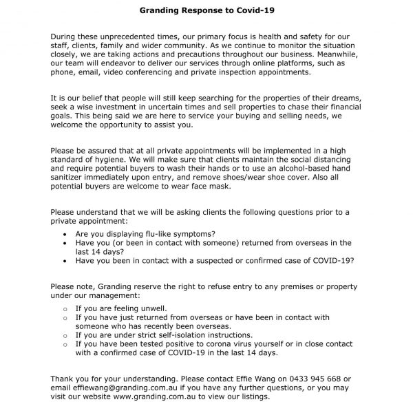 Granding Response to Covid-19